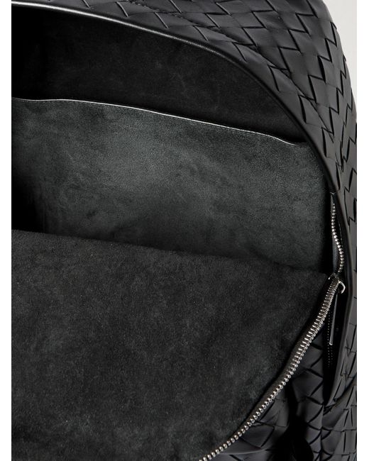 Bottega Veneta Black Avenue Intrecciato Leather Backpack for men