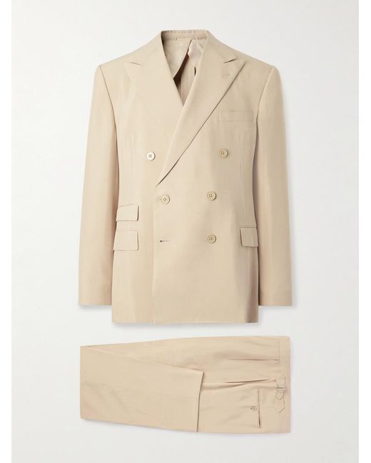 Ralph Lauren Natural Slim-Fit Double-Breasted Silk-Shantung Suit for men