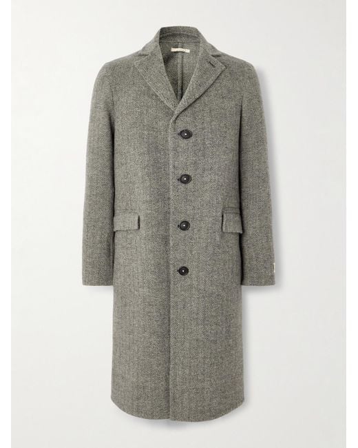 Massimo Alba Gray Austin Herringbone Virgin Wool Coat for men