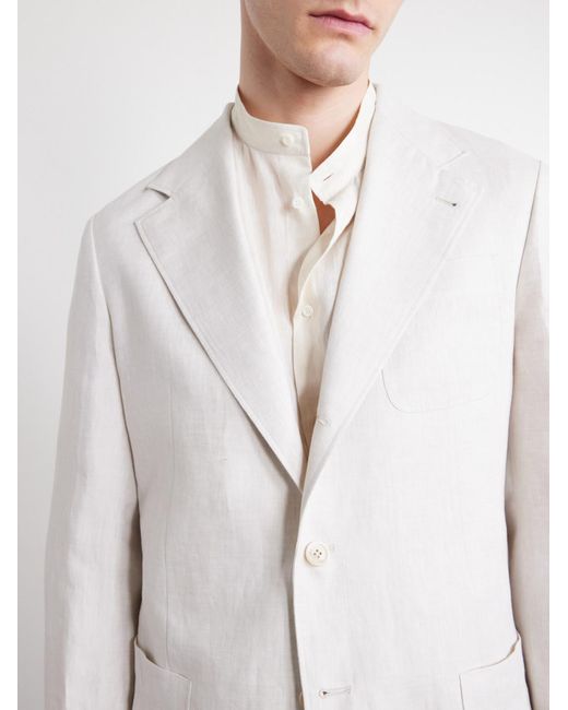 Brunello Cucinelli White Linen-Twill Suit Jacket for men