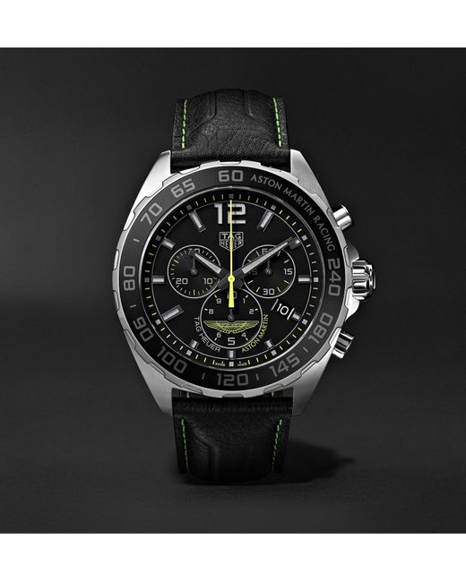Tag Heuer Formula 1 Limited Edition Aston Martin Quartz Chronograph 43mm Stainless Steel And Leather Watch Ref No Caz101p Fc8245 In Black For Men Lyst