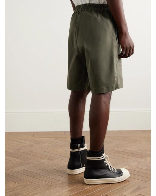 Rick Owens Green Straight-Leg Cotton-Blend Poplin Drawstring Shorts for men