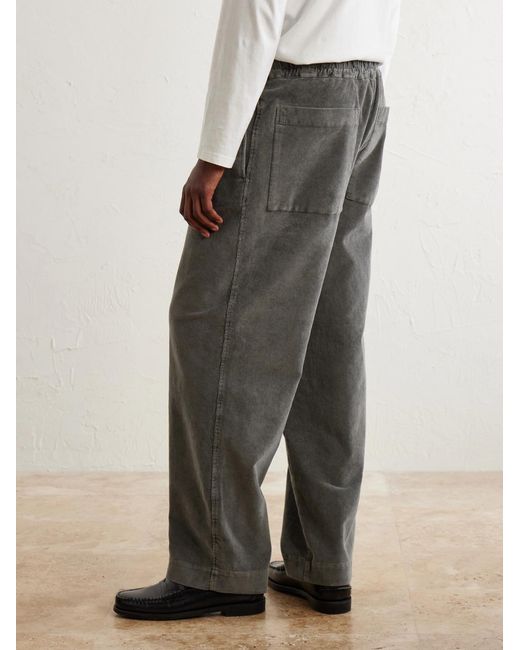 Officine Generale Gray Fernand Wide-Leg Cotton-Blend Corduroy Trousers for men