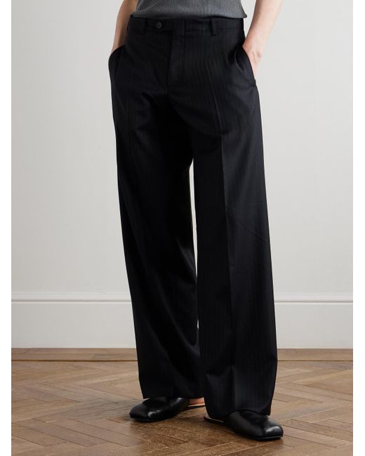 Our Legacy Emporio Armani Straight-Leg Striped Wool Trousers in