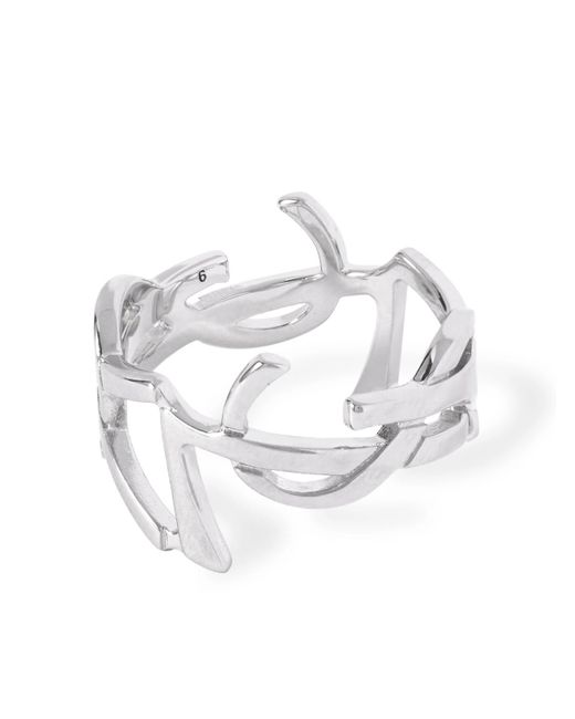 Saint Laurent White Cassandre-Tone Ring for men