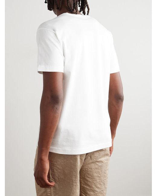 Stone Island White Logo-appliquéd Garment-dyed Cotton-jersey T-shirt for men