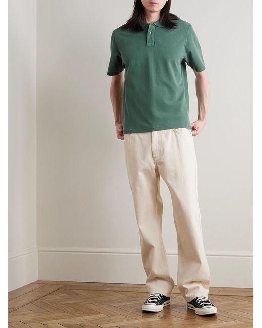 Corridor NYC Green Garment-Dyed Cotton-Piqué Polo Shirt for men