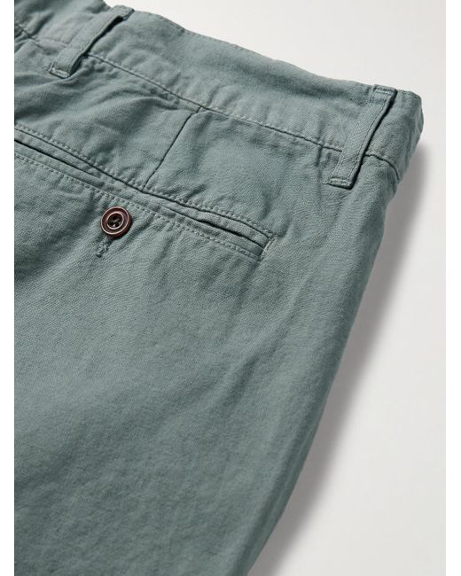 Pantaloni slim-fit a gamba dritta in twill di misto cotone e lino Tyron di Hartford in Blue da Uomo