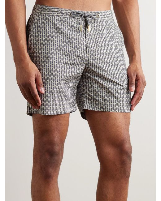 Orlebar Brown Gray Bulldog Slim-fit Mid-length Printed Recycled Swim Shorts for men