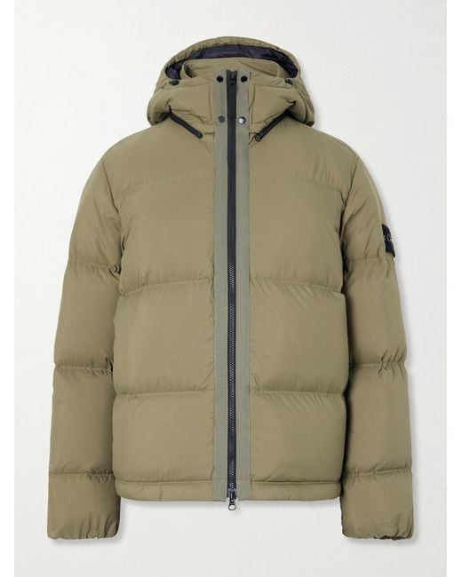 Stone Island Green Padded Quilted Cordura Ripstop Hooded Down Jacket for men