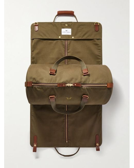 Bennett Winch Brown Leather-Trimmed Cotton-Canvas Suit Carrier And Holdall for men