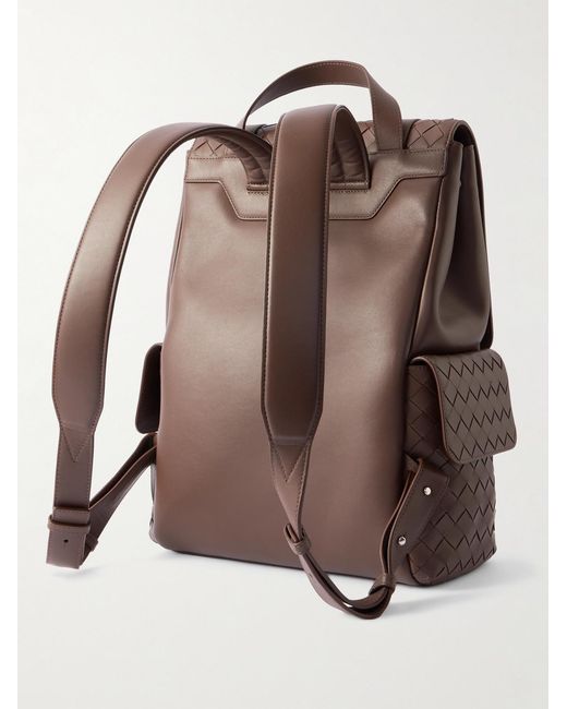 Bottega Veneta Brown Intrecciato Leather Backpack for men