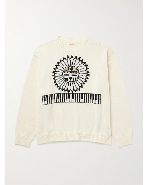 Kapital Natural Cotton-Blend Jacquard Sweater for men
