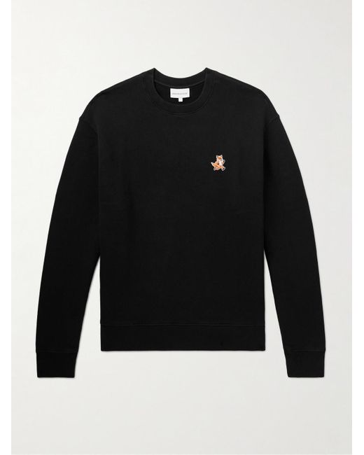 Maison Kitsuné Black Speedy Fox Logo-appliquéd Cotton-jersey Sweatshirt for men