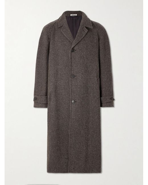 Auralee Gray Wool, Alpaca And Silk-Blend Tweed Coat for men