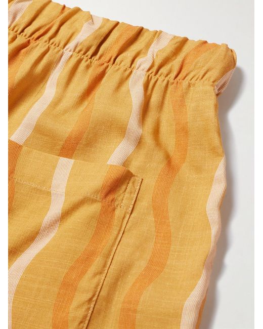 Frescobol Carioca Metallic Lucas Printed Linen Drawstring Shorts for men