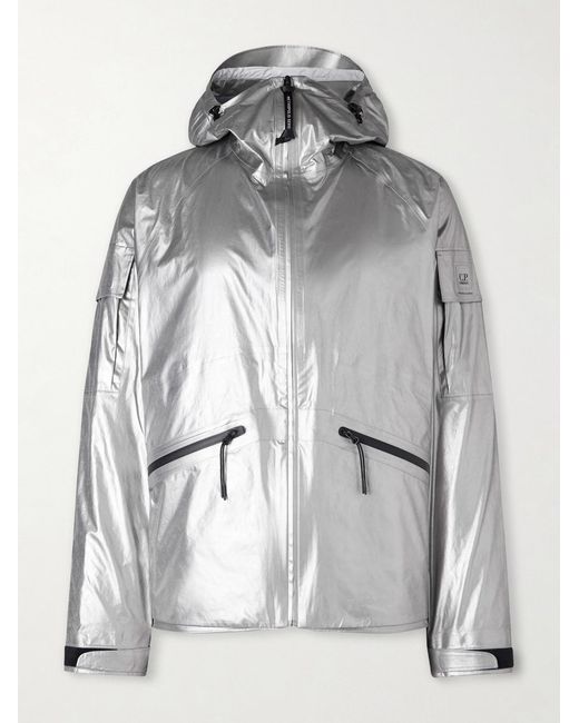 C P Company Gray Metropolis Metallic Shell Hooded Jacket for men