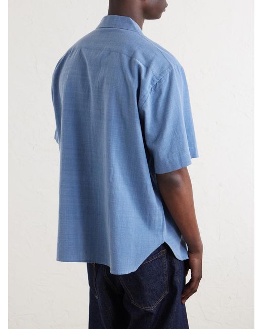 Kardo Blue Ronen Convertible-Collar Embroidered Cotton Shirt for men