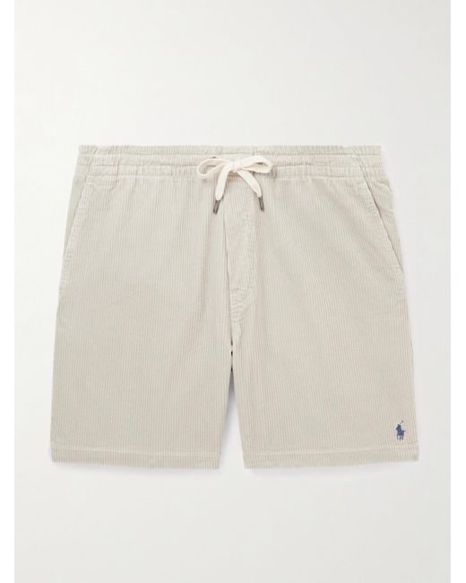 Polo Ralph Lauren Natural Prepster Straight-leg Logo-embroidered Cotton-corduroy Drawstring Shorts for men