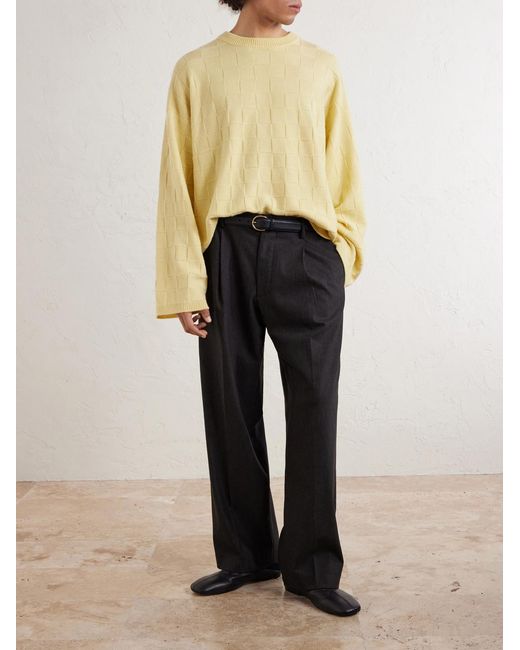 The Elder Statesman Yellow Culver Checked Cashmere Sweater for men