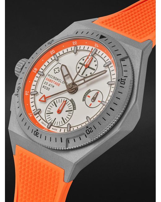 MICROMILSPEC Black Badger Automatic Chronograph Gmt 42Mm Titanium And Rubber Watch, Ref. No. Mic_262 for men