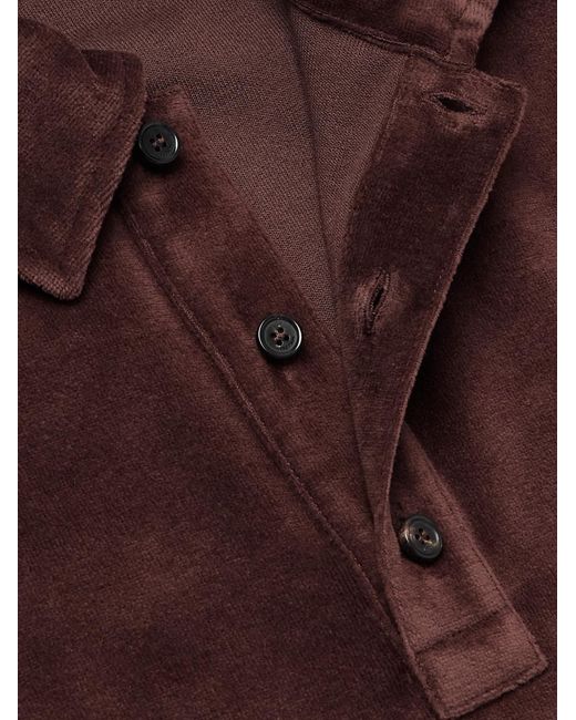Loro Piana Red Cotton And Silk-Blend Velour Polo Shirt for men
