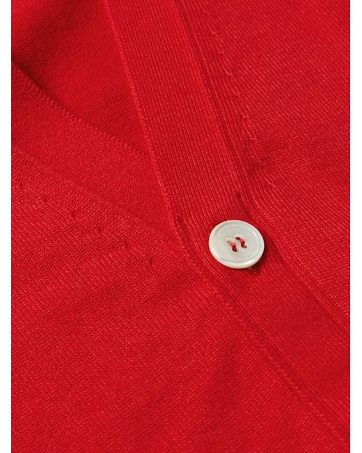 Thom Browne Red Striped Cotton Cardigan for men