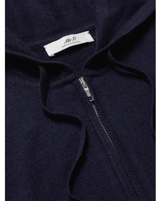 Mr P. Blue Wool And Cashmere-Blend Zip-Up Hoodie for men