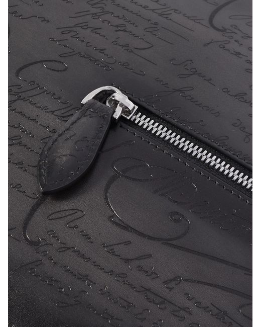 Berluti Black Nino Scritto Venezia Leather Pouch for men
