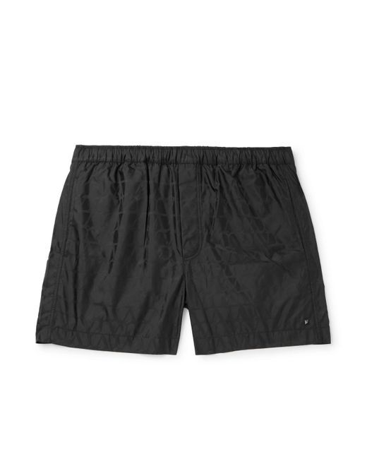 Valentino Garavani Black Straight-leg Mid-length Logo-jacquard Swim Shorts for men