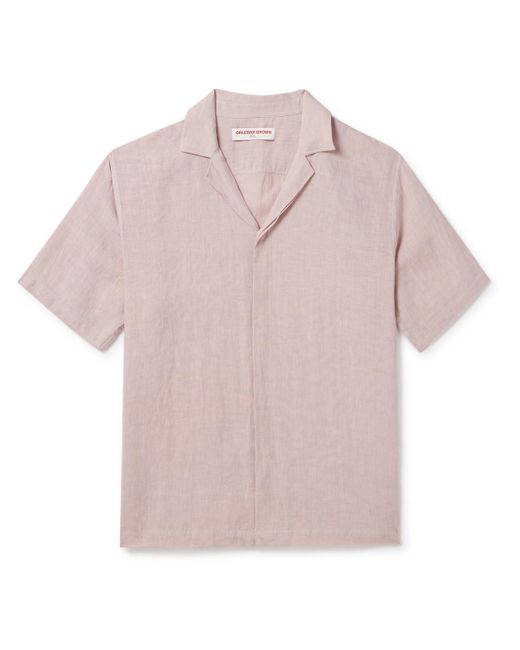 Orlebar Brown Pink Maitan Camp-collar Linen Shirt for men