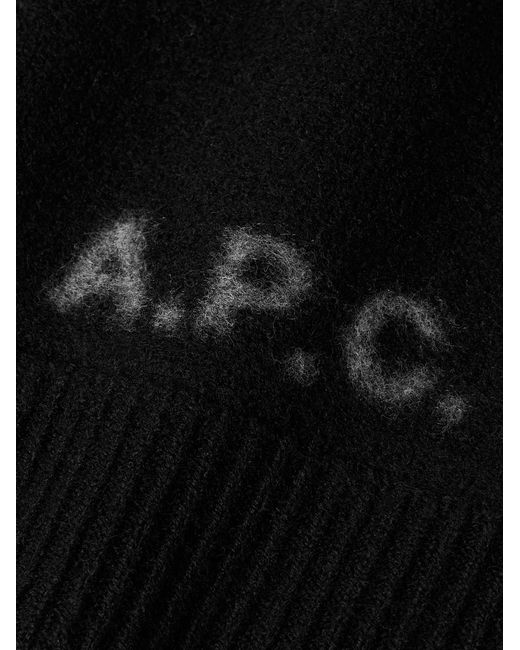 A.P.C. Black Edward Logo-print Virgin Wool Sweater for men