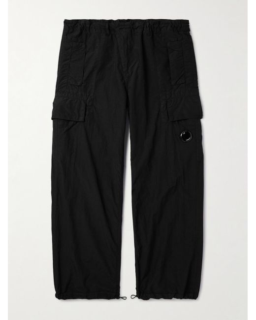 Pantaloni cargo a gamba dritta in ripstop con logo applicato di C P Company in Black da Uomo