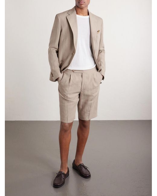 De Petrillo Natural Linen Single-breasted Suit Jacket for men