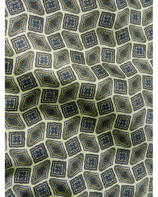 De Petrillo Green Printed Silk-Twill Pocket Square for men