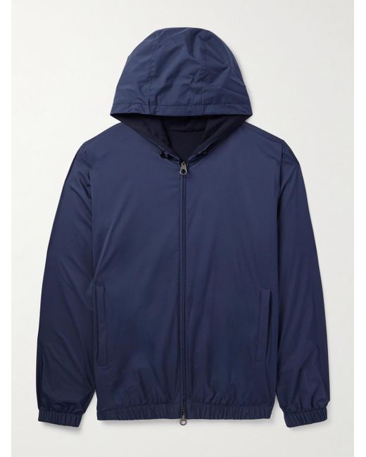 Loro Piana Blue Reversible Storm System® And Cashmere Zip-up Hooded Jacket for men