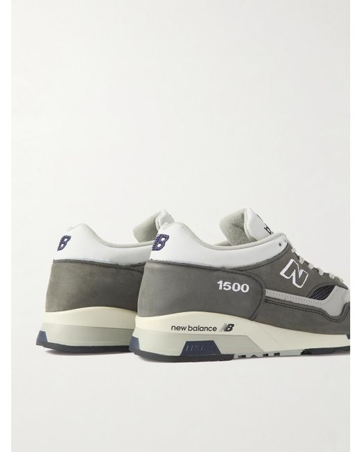 New Balance Gray Miuk 1500 Leather-trimmed Suede And Mesh Sneakers for men