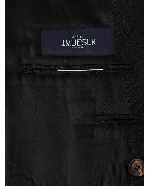 J. Mueser Black Waverly Slim-fit Double-breasted Linen Suit Jacket for men