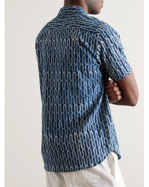 Kardo Lamar Hemd aus bedruckter und bestickter Baumwolle in Blue für Herren