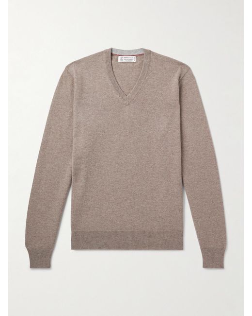 Brunello Cucinelli Gray Cashmere Sweater for men