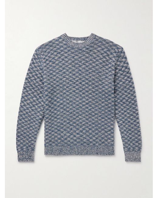 Inis Meáin Blue Claiochai Merino Wool And Cashmere-Blend Jacquard Sweater for men