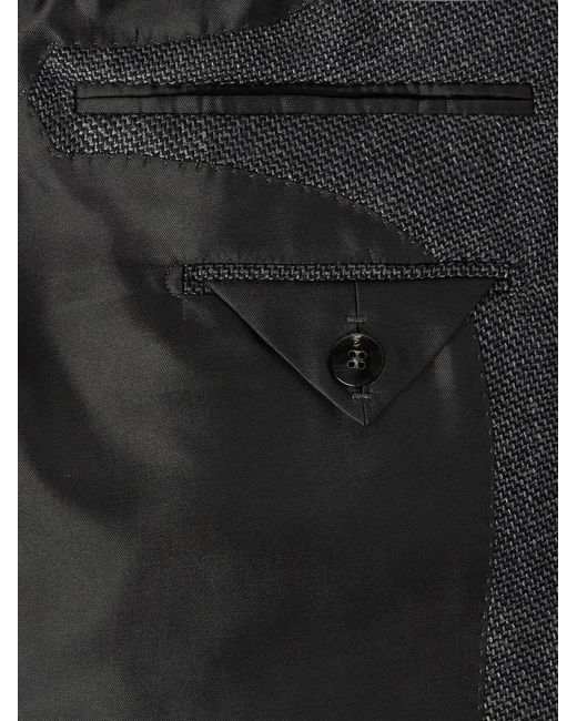 Tom Ford Black Dyllan Wool, Silk And Linen-Blend Blazer for men