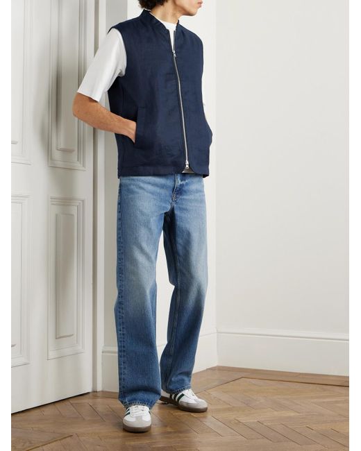 NN07 Blue Cafu 1454 Padded Linen Gilet for men