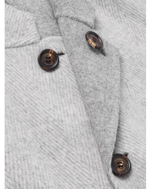 Eleventy Gray Herringbone Wool And Cashmere-Blend Overcoat for men