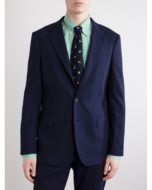 Polo Ralph Lauren Blue Pinstriped Wool-blend Suit Jacket for men