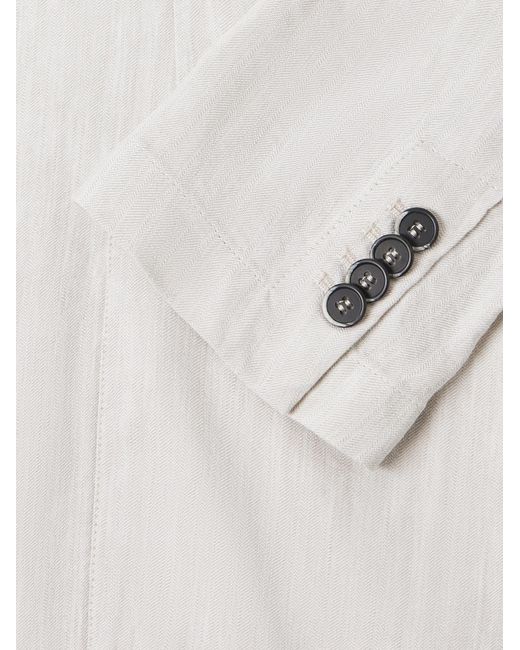 Barena White Herringbone Suit Jacket for men