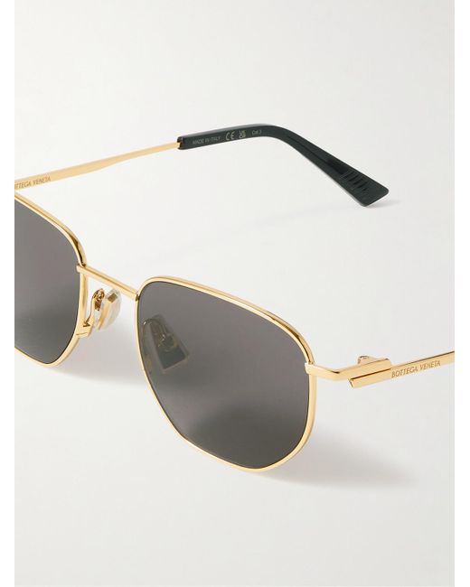 Bottega Veneta Goldfarbene Sonnenbrille mit rundem Rahmen in Metallic für Herren