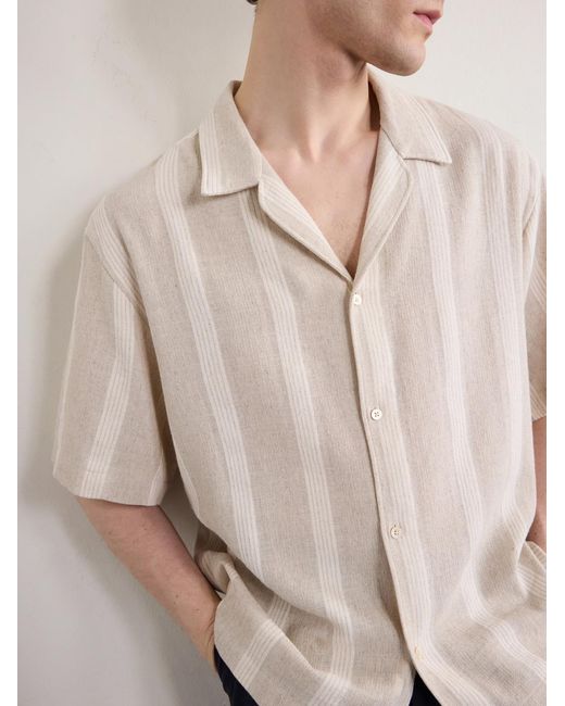 A Kind Of Guise Natural Samata Striped Cotton And Linen-Blend Shirt for men
