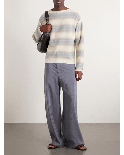 Auralee White Dégradé Striped Cotton And Silk-Blend Sweater for men
