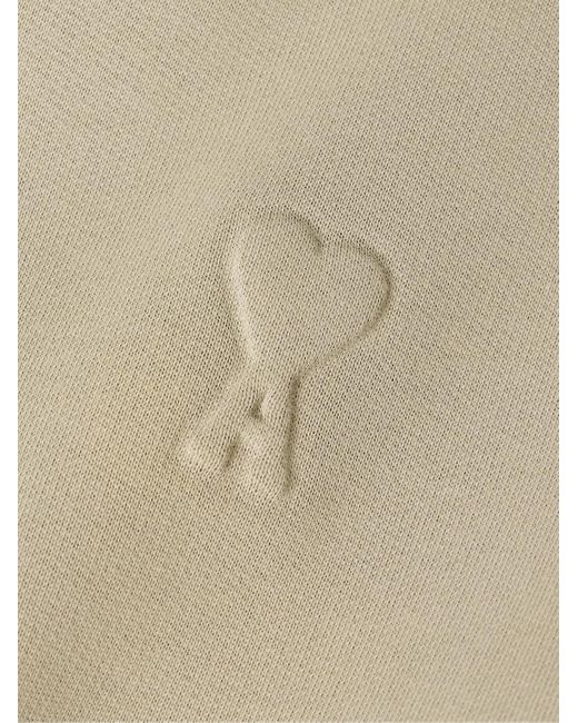 AMI Natural Logo-embossed Cotton-blend Jersey Sweatshirt for men